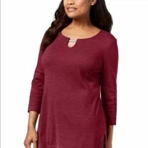 Karen Scott women’s burgundy 3/4 sleeve top size M